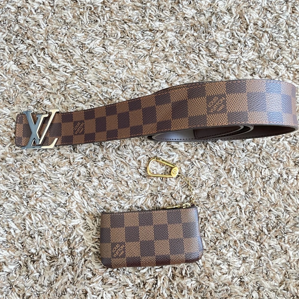 Matching authentic Louis Vuitton belt and card holder.